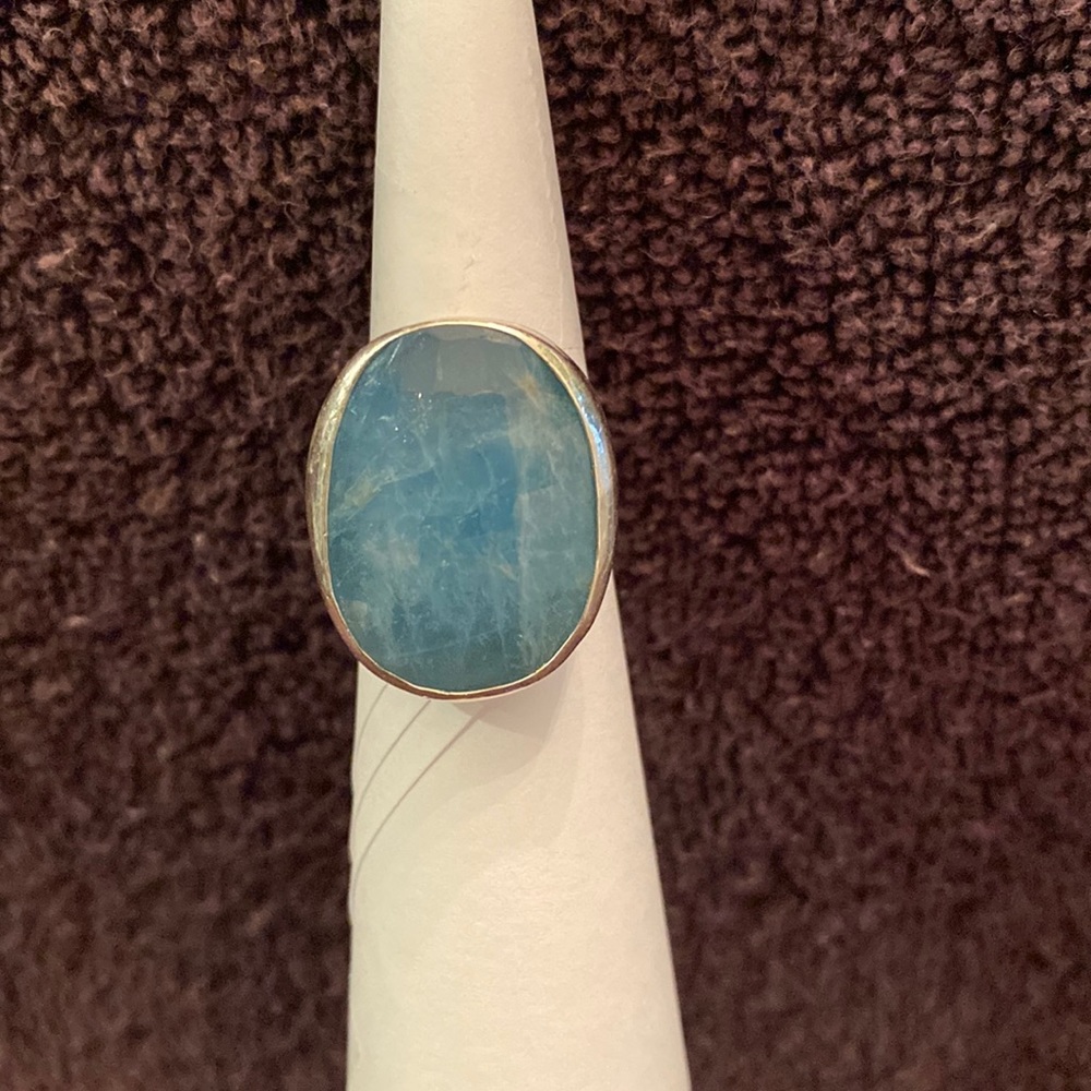 Milky aquamarine ring